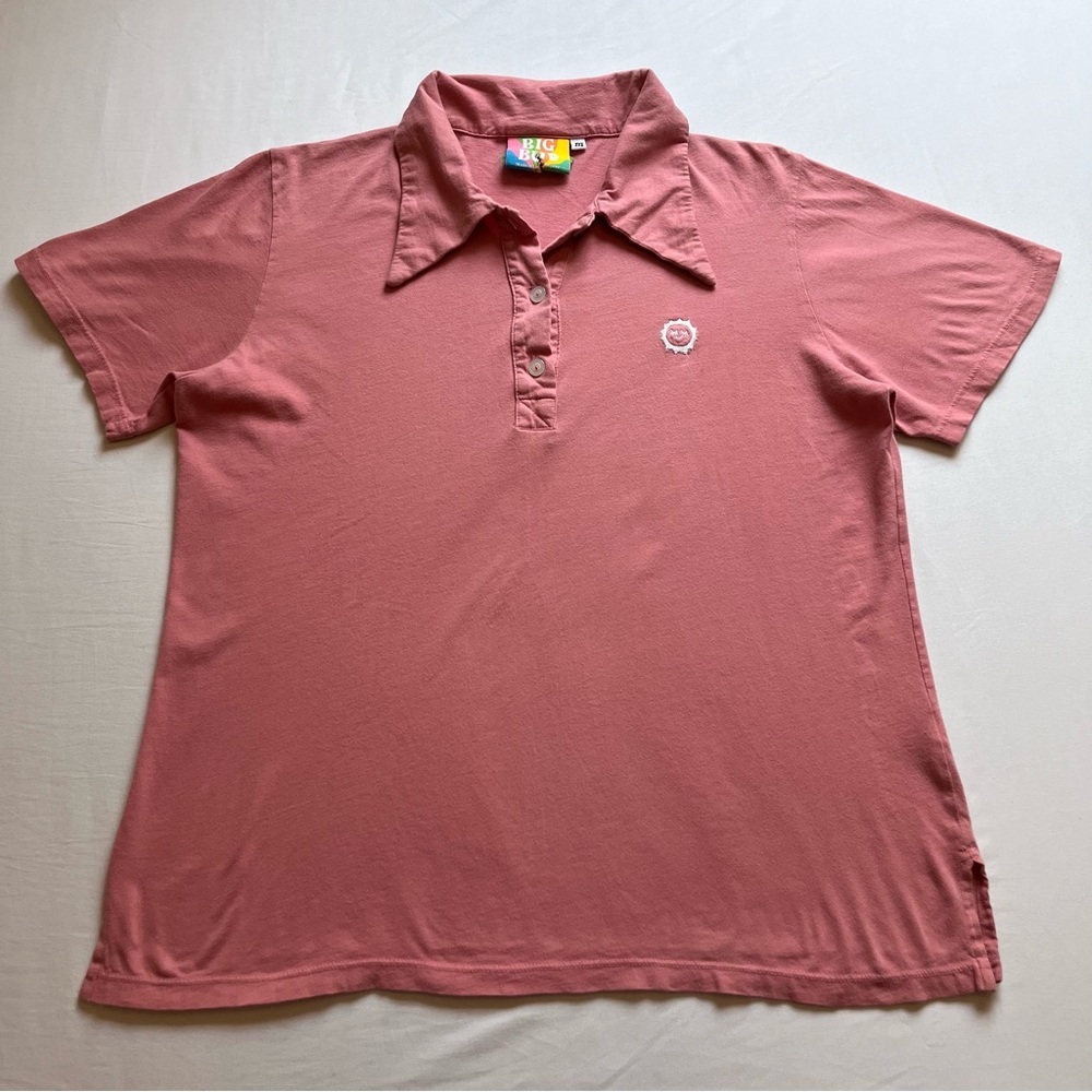 BIG BUD PRESS pink pointed collar cotton short sleeve polo shirt